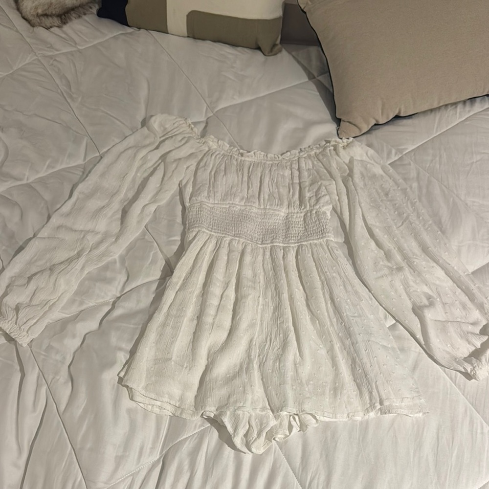 Hollister White Off-Shoulder Romper Dress